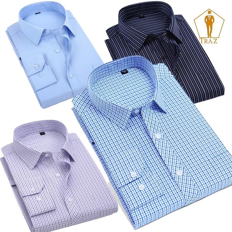 Áo Sơ Mi Nam Trơn, Karo Công Sở Dài Tay, Gấp Hộp Cotton Sợi Bông Cao Cấp.