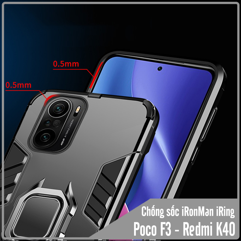Ốp lưng cho Xiaomi Poco F3 - Redmi K40 iRON MAN IRING Nhựa PC cứng viền dẻo chống sốc
