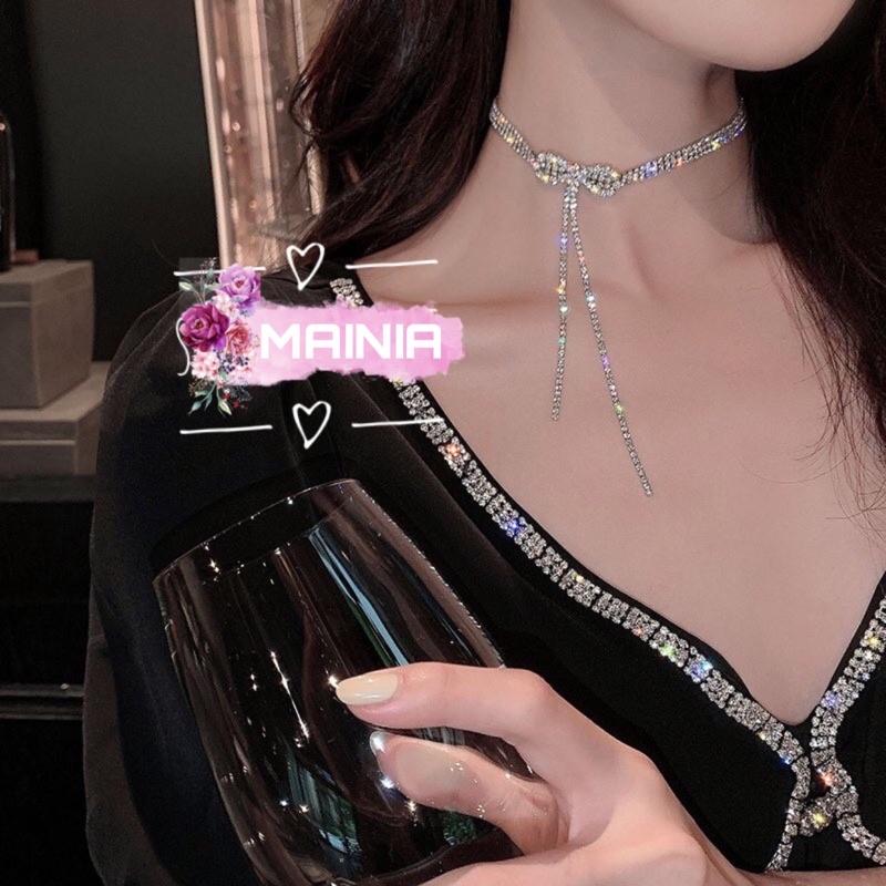 Vòng Cổ Choker Hình Nơ Đính Đá Phong Cách Hàn Quốc Sang Chảnh Mainia Shop