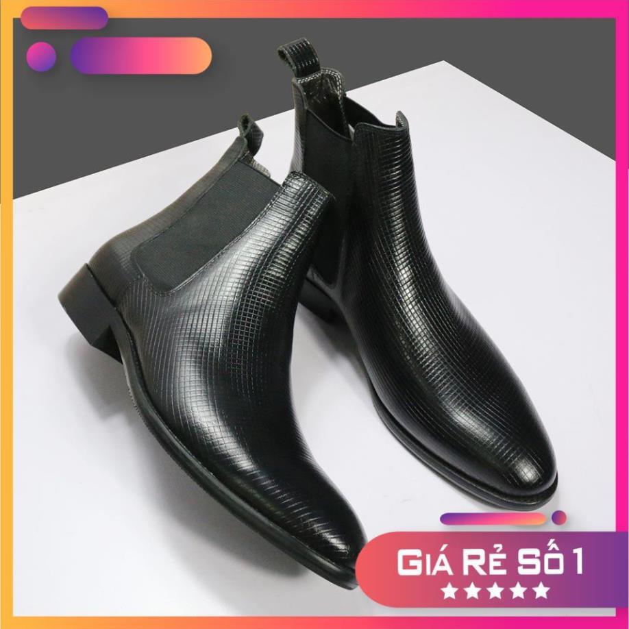 Giầy hàng chất lượng cao Giày Chelsea Boot Nam Da Bò thật dập vân, kiểu dáng đẹp thời trang, tăng chiều cao