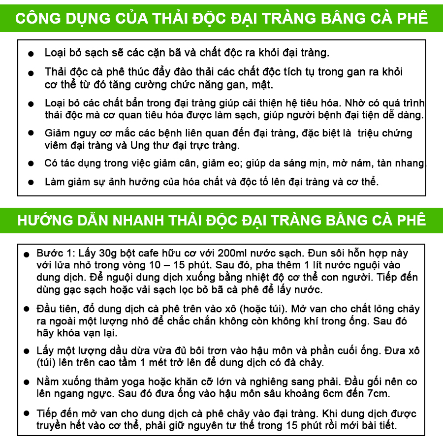 Bộ Dụng Cụ Thải Độc Enema, Túi Truyền Thải Độc Cafe (Combo 1 Túi + 1 Dây)