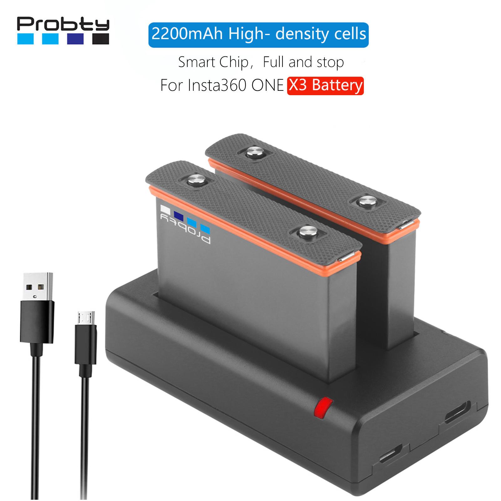 2 pin 2200mAh cho pin lithium có thể sạc lại Insta360 ONE X3 Insta 360 X3 máy ảnh toàn cảnh phụ kiện sạc nhanh Màu sắc: 2BatteryWithCharger