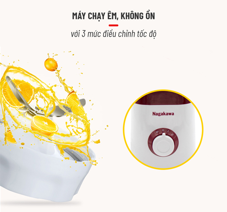 Máy Xay Sinh Tố 3 Cối Nagakawa NAG0816 (450W - 1.5 Lít) - Hàng Chính Hãng