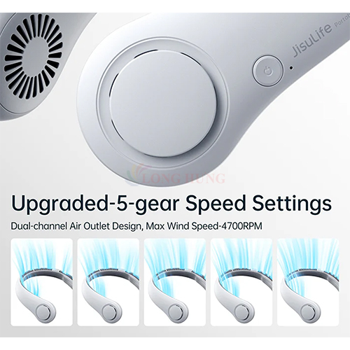 Quạt mini tích điện đeo cổ Jisulife Neck Fan Life3 4000mAh - Hàng chính hãng