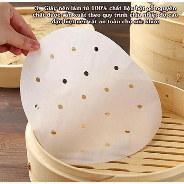 Gói 100 tờ giấy nến đục lỗ cho nồi chiên không dầu giấy nến nướng bánh đục lỗ Set 100