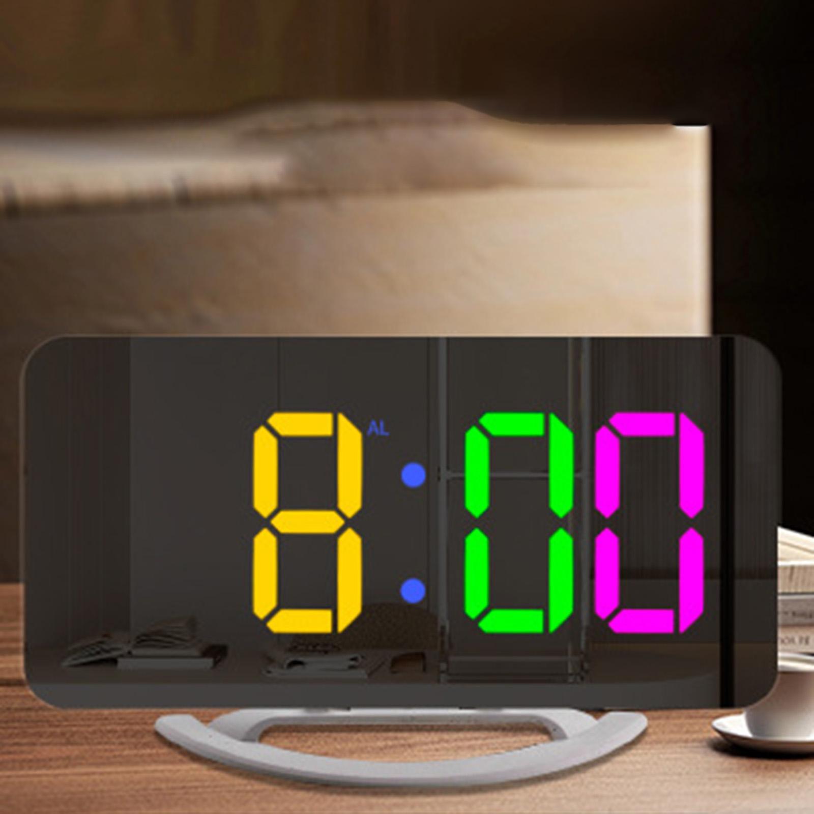 LED Alarm Clock Digital Clock Colorful Snooze Modern LED Clocks 12H 24H Display Electronic Desktop Clock for Hall Bedroom Wall Decor Teens