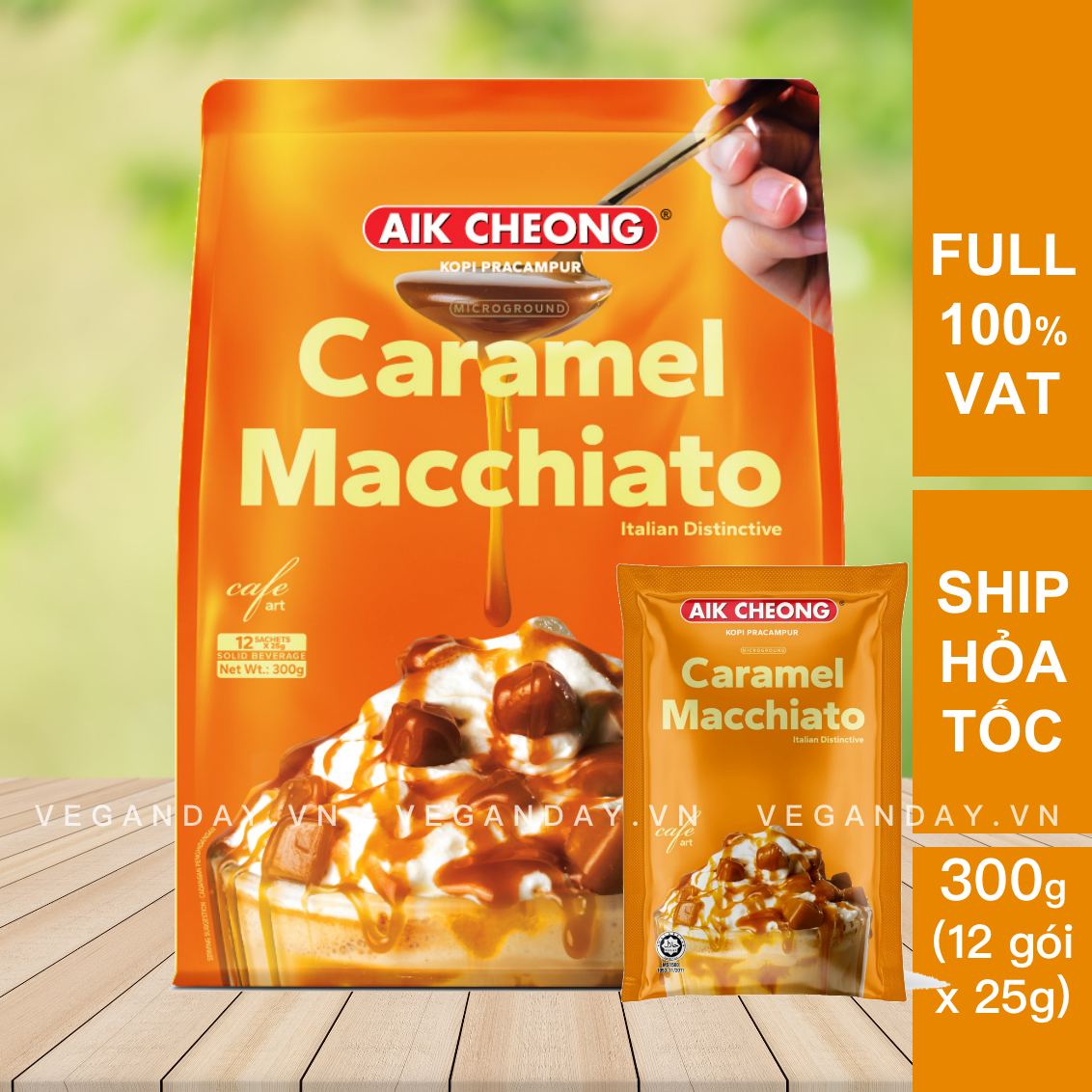 Cà Phê Macchiato Caramel Hòa Tan Aik Cheong Malaysia 300g (12 Gói x 25g)