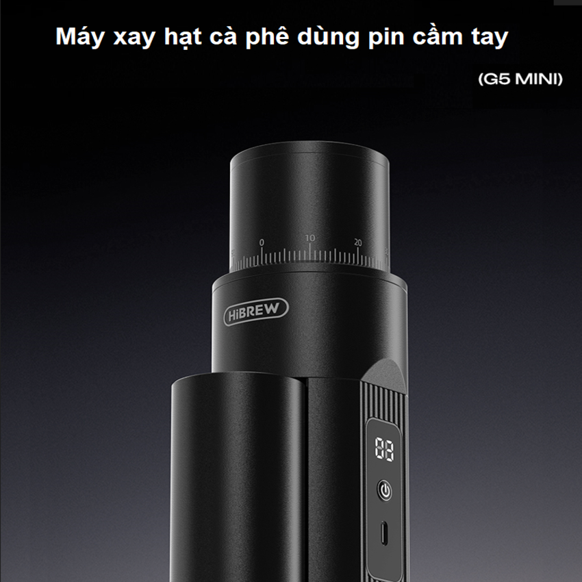 Máy xay hạt cà phê Espresso cầm tay, dùng pin thương hiệu Mỹ cao cấp HiBREW G5 MINI - Hàng chính hãng