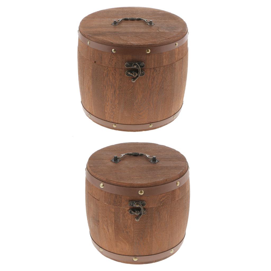 Vintage Big Wooden Tea Caddy Airtight Sealed Canister Food Storage Jar_S