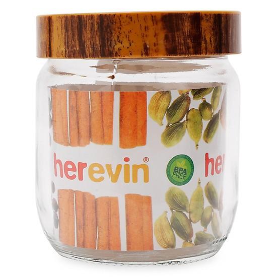 Bộ 3 Hũ Thủy Tinh Nắp Woody Herevin 425ml - HEHU231357-205