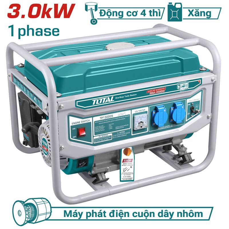 MÁY PHÁT ĐIỆN DÙNG XĂNG BH 12 THÁNG TOTAL TP130005 - HÀNG CHÍNH HÃNG
