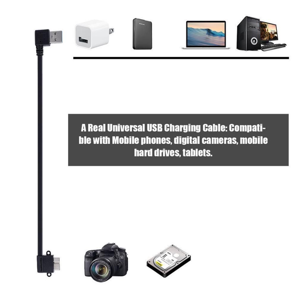 Micro USB 3.0 Cable, Right Angle USB 3.0 Type A to Micro B Cable for Galaxy S5, Note 3, Camera, Hard Drive And More 25cm Black