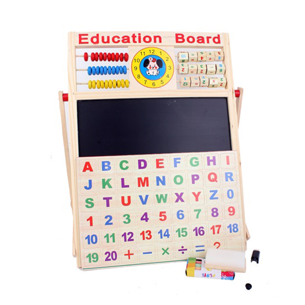 Bảng chữ 2 mặt học chữ và số cho bé có kèm bút viết và phấn màu, bàn tính cho bé vừa học vừa chơi ngay tại nhà - Đồ chơi giáo dục bằng gỗ an toàn cho bé trai và bé gái giúp bé làm quen mặt chữ