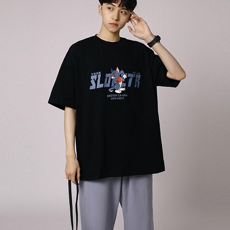 Hình ảnh Áo phông unisex nam nữ tay lỡ thun form rộng teen cổ tròn oversize cotton giá rẻ basic đen trắng tee pull TOM