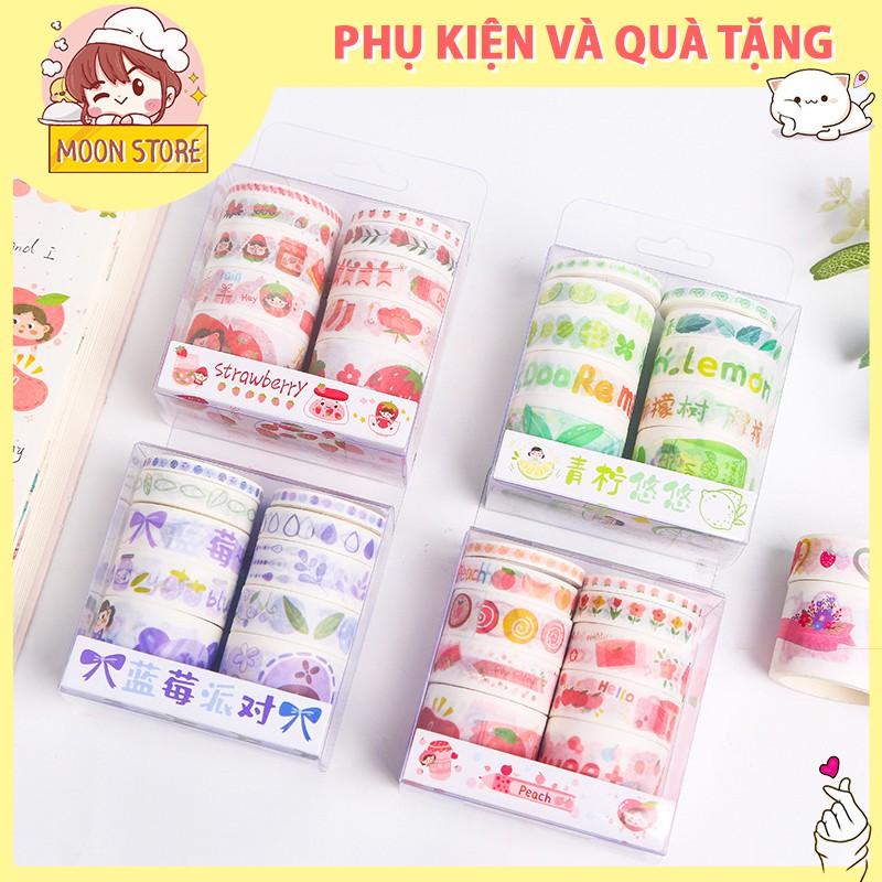 Bộ dăng dán Washi tape 10 cuộn cỡ khác nhau phong cách