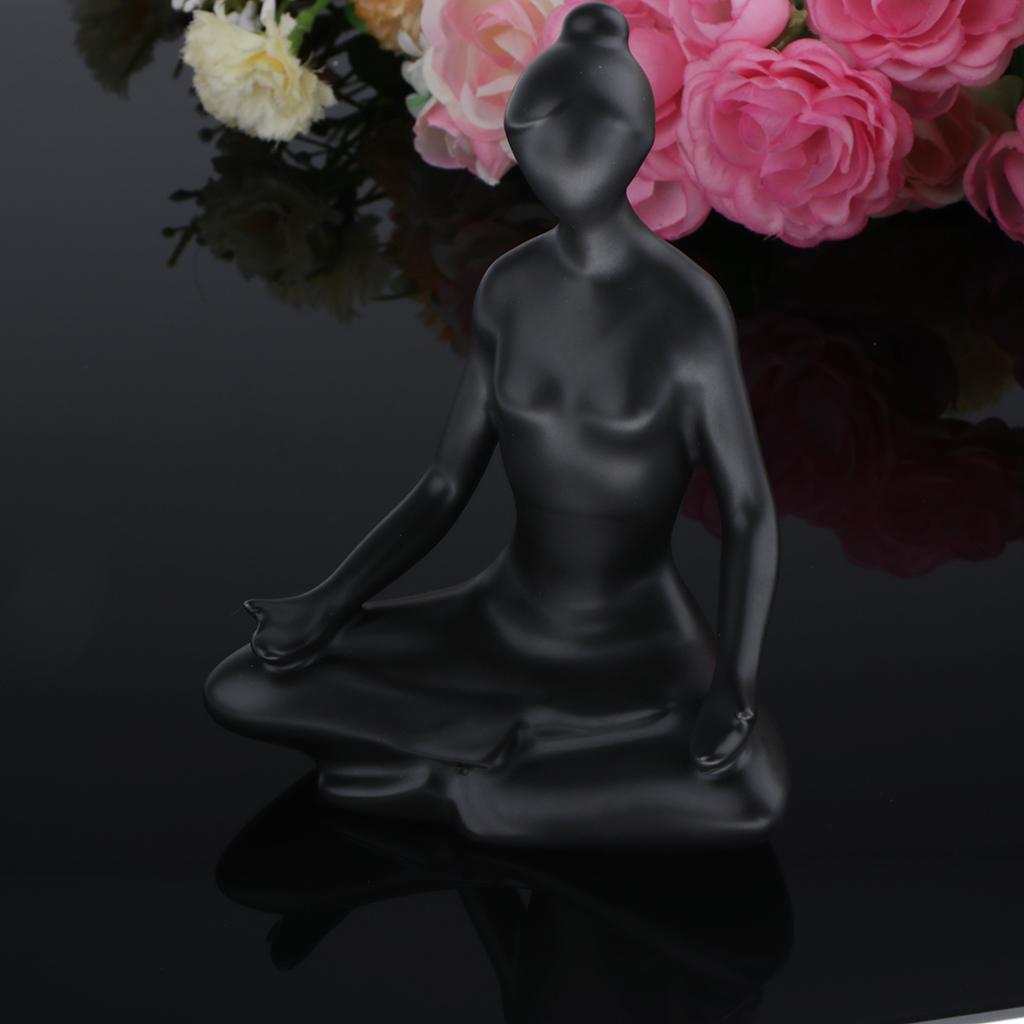 3pcs Cute Ceramic Yoga Girl Sculpture Fashion Modern Statue Figure Bedroom Office Desk Wedding Party Decoration Ornaments Birthday Gift
