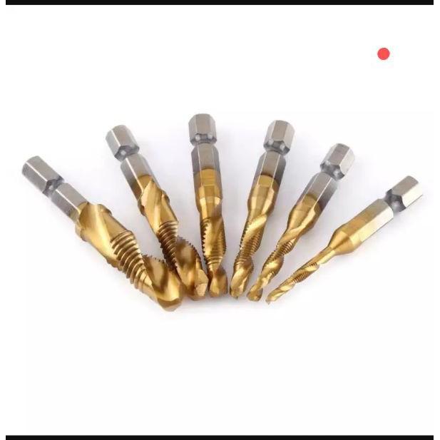 Bộ 6 mũi khoan taro ren HSS 6542 M3-M10 phủ Titanium