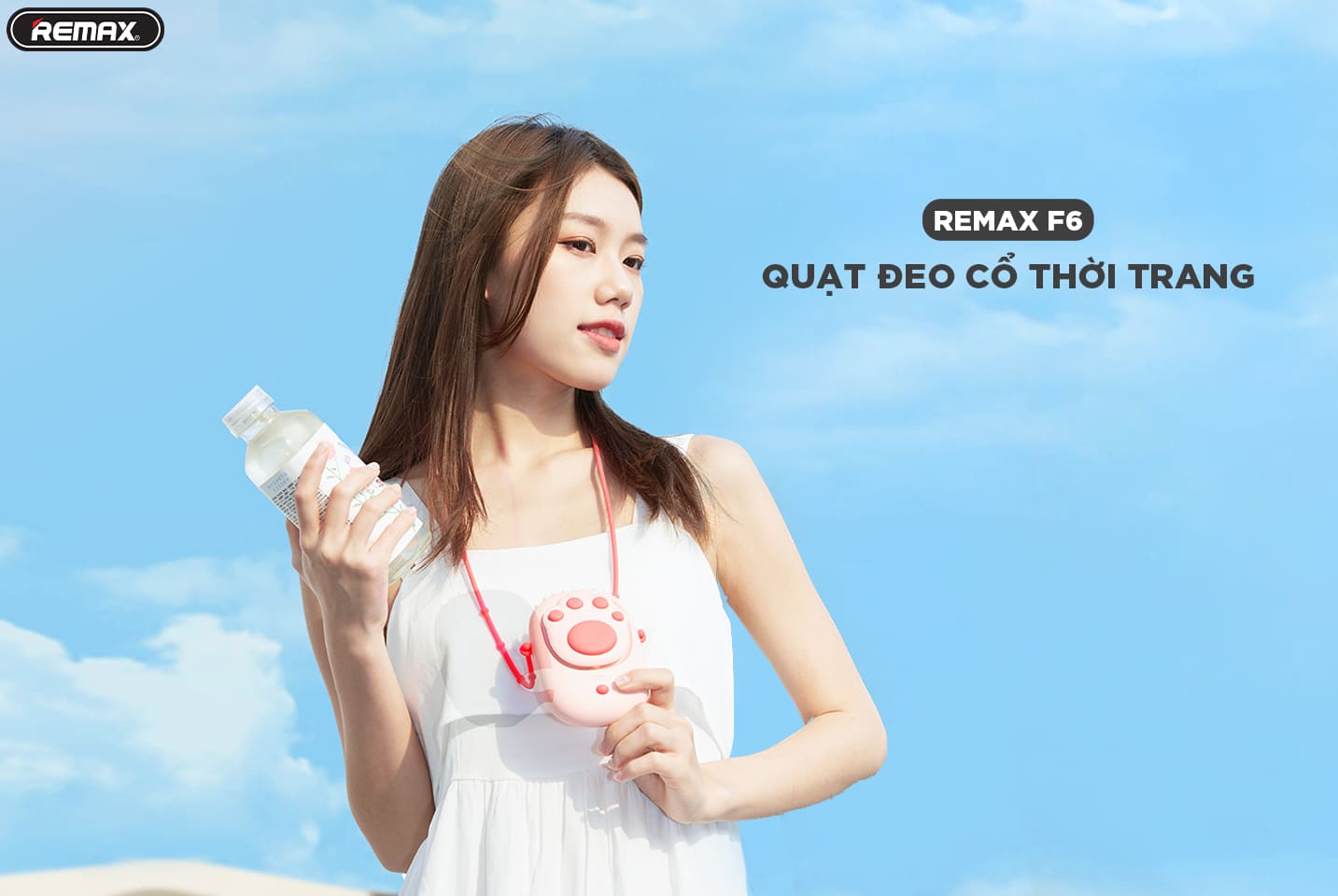 Quạt Mini Đeo Cổ REMAX F6, Mát Êm Dịu - Hàng Chính Hãng