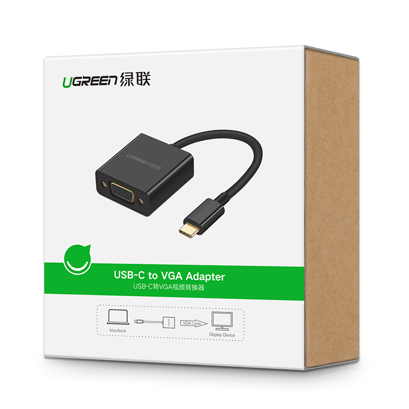 Bộ chuyển đổi USB-C sang VGA dài 10CM UGREEN CM140 - Hàng chính hãng