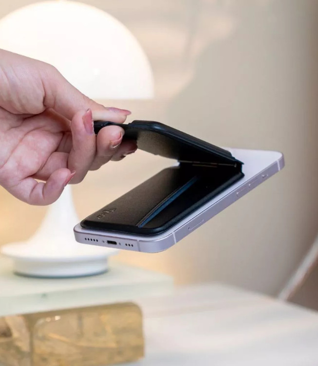 [ Hàng Chính Hãng ] Ví 9Fit EBiz Mag Wallet Stand - Ví da hít từ tính Magnetic kiêm chân đế xoay 360 độ tích hợp NFC