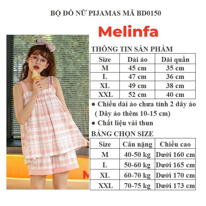 Bộ đồ ngủ pijamas nữ, bộ mặc nhà hai dây bản to quần short vải cotton nhiều màu mã VABD0150