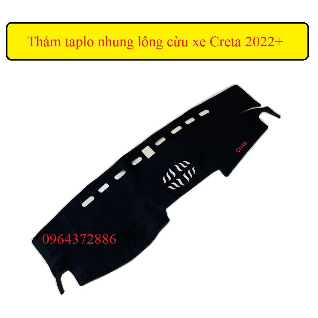 Thảm taplo hyundai Creta 2022+ Màu Đen Chất Liệu Nhung Lông Cừu Đế Có Chống Trượt, chuẩn form xe