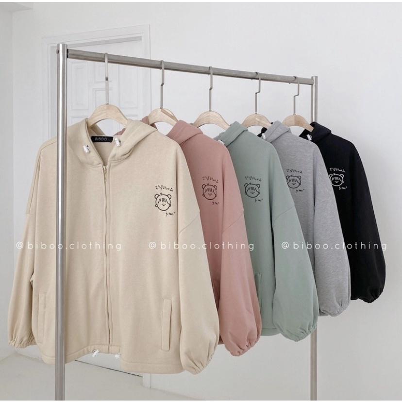 Áo Khoác Nỉ Hoodies Dây Kéo Zip In Hình BABYBOO Chất Vải Nỉ PE Mềm Mịn Siêu Đẹp Tay Bo Chun Mới