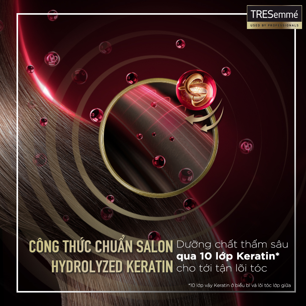 Dầu gội TRESEMME Keratin Smooth Cho tóc khô xơ rối Công thức Hydrolyzed Keratin Dưỡng Tóc Vào Nếp Suôn Mượt 850g