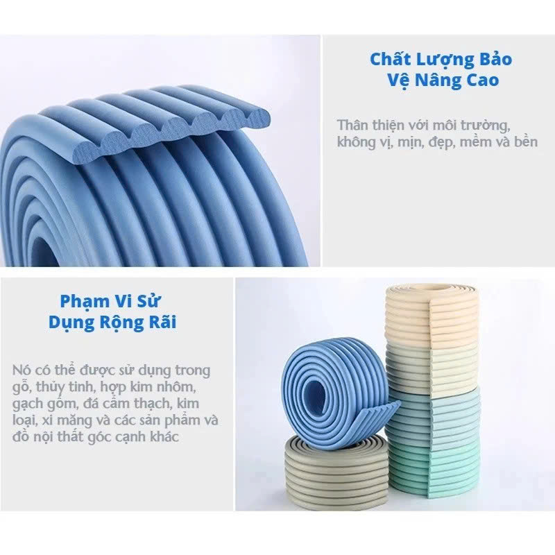Cuộn xốp bọc cạnh bàn bịt góc chữ W bảo vệ chống sốc chống va chạm êm dày DÀI 2 MÉT Bọc Cạnh Bàn Ghế Giường Tủ Bảo Vệ Trẻ Em Dây Bọt Biển Tránh Va Đập Góc Cạnh Sắt Kèm Băng Dán - Hàng Loại 1- Chính Hãng KHÓA BẢO VỆ CÁC LOẠI