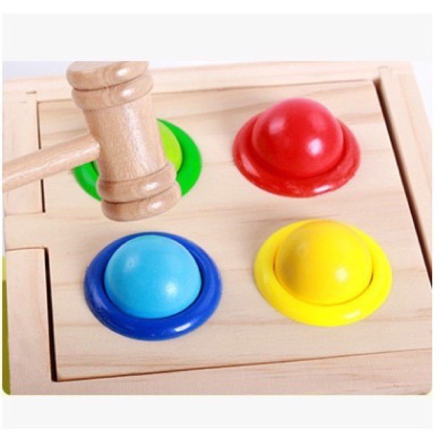 Đồ Chơi Montessori Đa Năng Đập Bóng Hộp Thả Hình Khối Và Màu Sắc