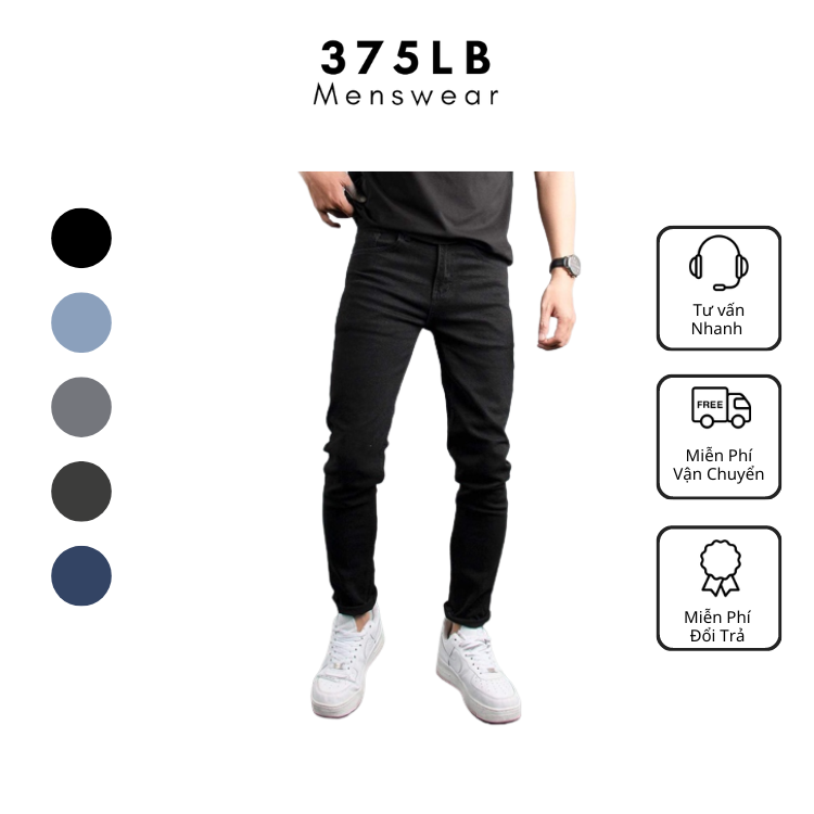 Quần Bò Nam- Quần Jeans nam Dài 375Lbstore chất Cotton Denim Cao Cấp, kiểu dáng thời trang phù hợp đi làm, đi chơi, đi học