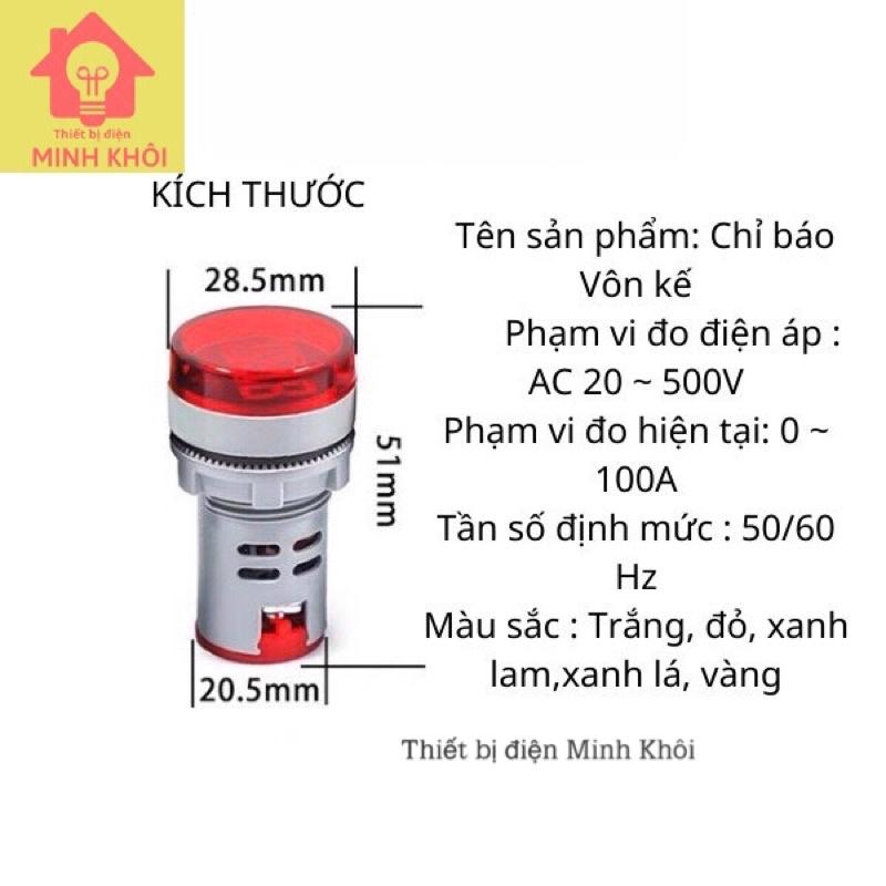 Đèn báo volt phi 22 loại tốt, đèn báo vôn hiển thị điện áp