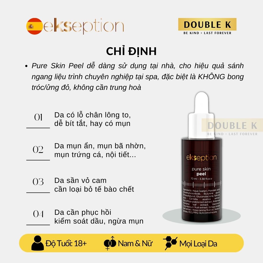 ekseption Pure Skin Peel - Giảm Mụn, Mờ Thâm Sau Mụn, Se Nhỏ Lỗ Chân Lông, Mịn Màng Làn Da - Double K