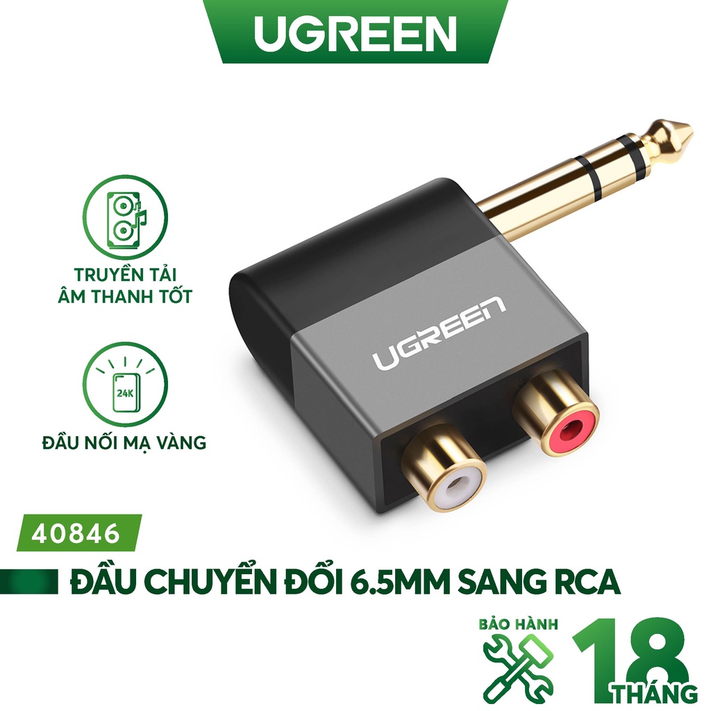 Đầu chuyển đổi 6.5mm sang RCA (hoa sen) Ugreen 40846 - Hàng chính hãng