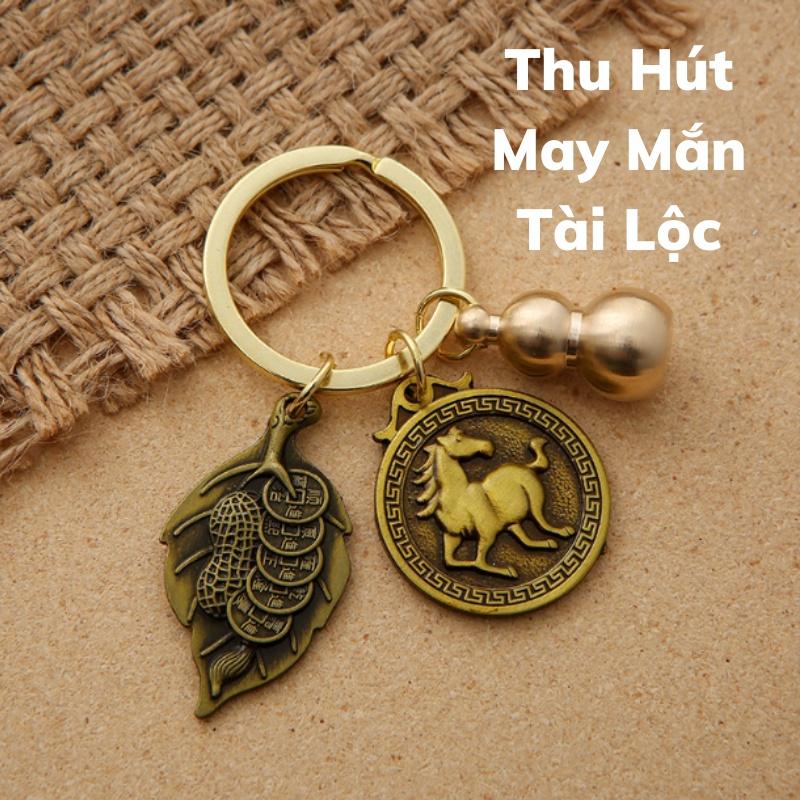 Móc Treo Chìa Khóa Phong Thủy 12 Con Giáp TUỔI NGỌ - CON NGỰA Bằng Đồng Thau