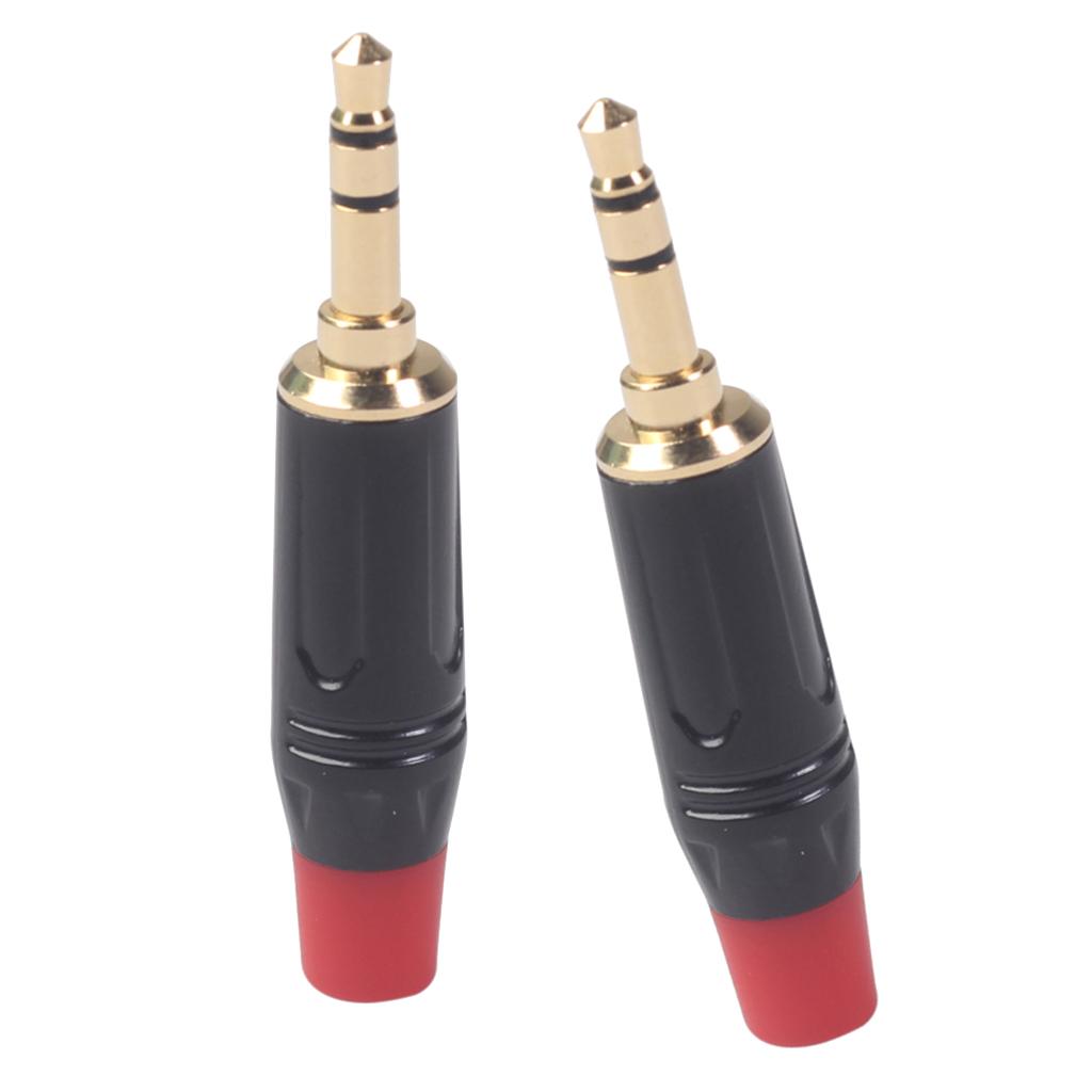 2Pcs Alloy 3.5mm Gold Plated Plug Connector Audio Stereo For Cable DIY Accs