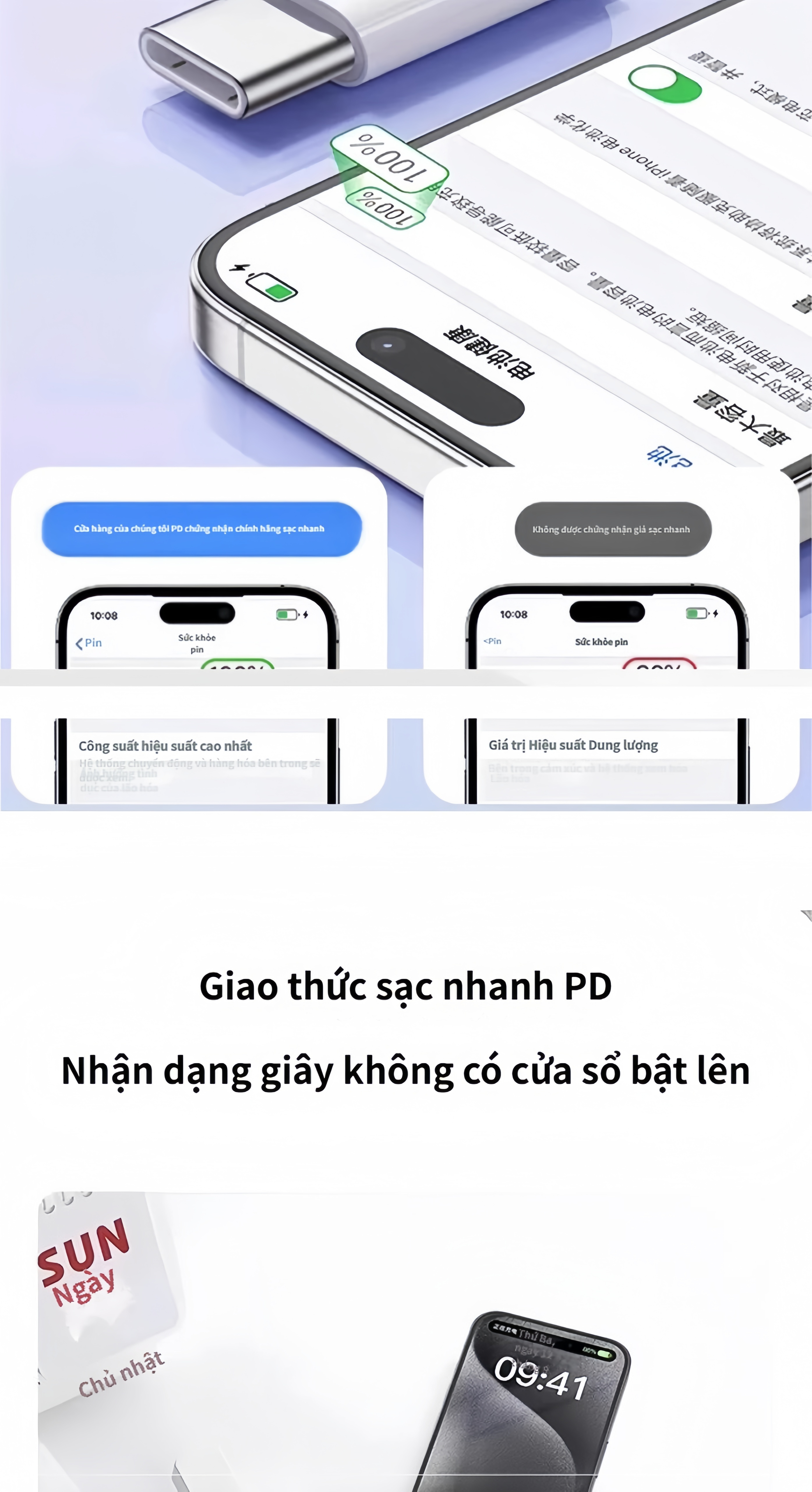 Bộ dây và củ sạc nhanh 35w type C dùng cho IP 17, 16, 15, Galaxy Note10 Plus, S20 Ultra và các dòng điện thoại dùng chung cổng Type C - Hàng nhập khẩu