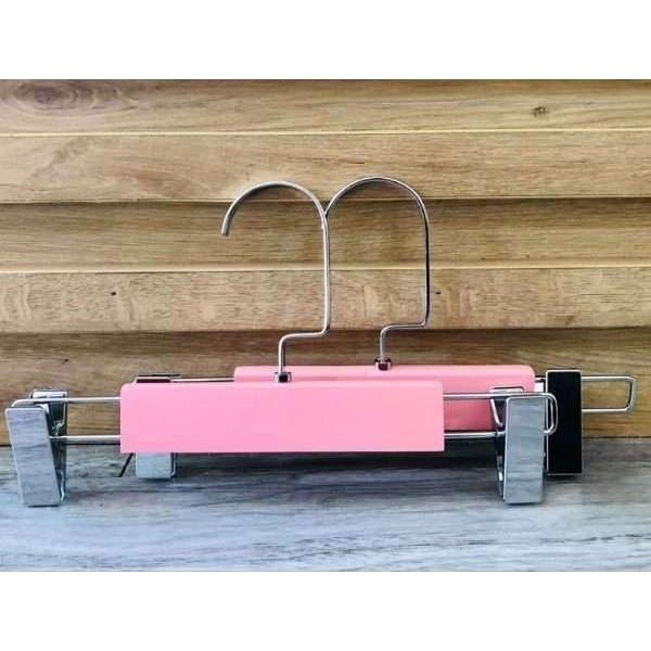 Móc, kẹp treo quần áo bằng gỗ hồng kẹp inox sáng bóng, đầu móc xoay 360, dùng cho cửa hàng shop thời trang