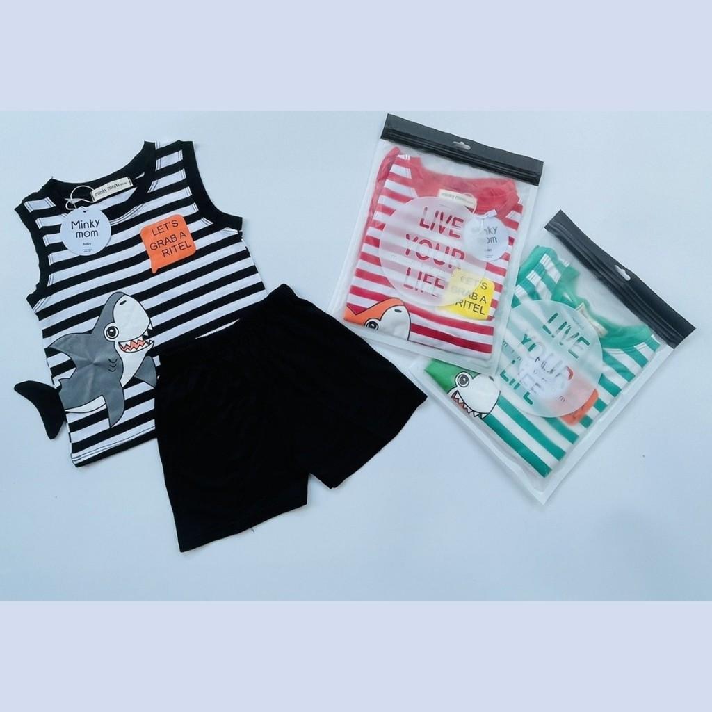 Đồ Bộ Cho Bé Trai, Bé Gái Mặc Nhà Bộ Ba Lỗ Cá Mập Minky Mom Dễ Thương Chất Cotton cao cấp siêu mềm mát cho bé
