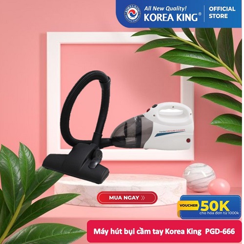 Máy hút bụi cầm tay Korea King PDG-666 (220v/50Hz,1000W, màu nâu trắng, 2 chức năng hút thổi) - Hàng chính hãng