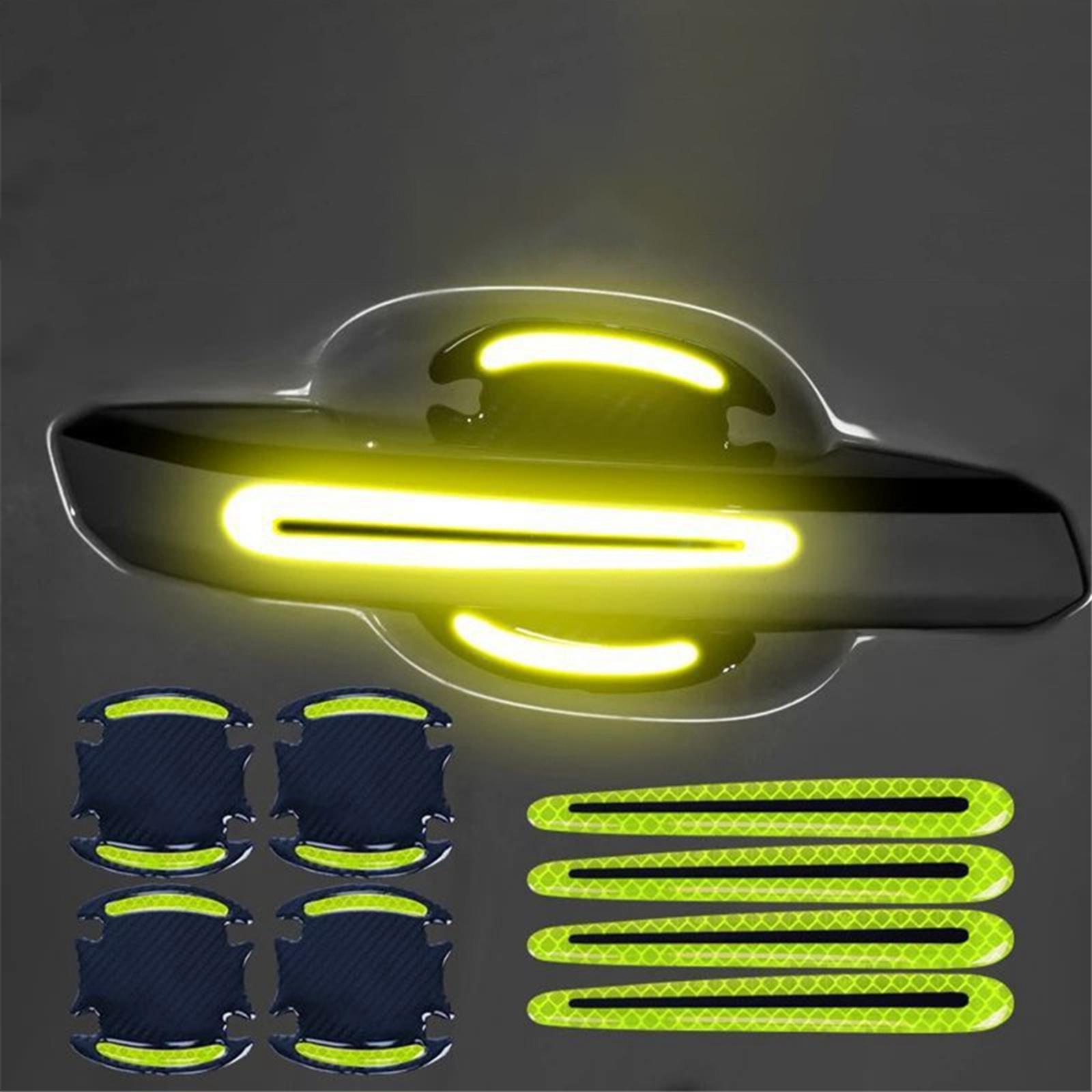 8 Pieces Universal Car Door Handle Scratch Protector Reflector Stickers
