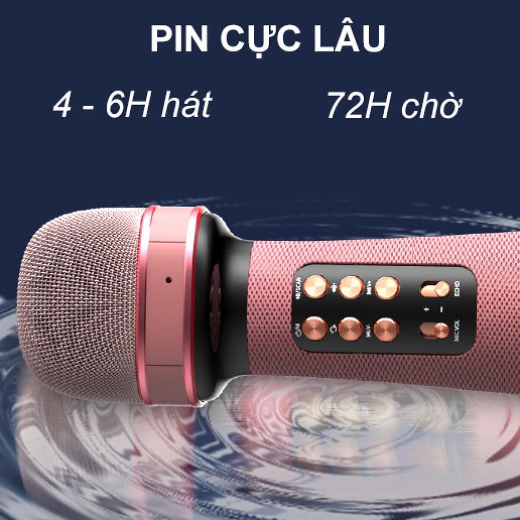 Mic Karaoke Kiêm Loa Bluetooth WS-898, Micro không dây hát karaoke mini cầm tay Nâng giọng cực chất, Loa hát karaoke