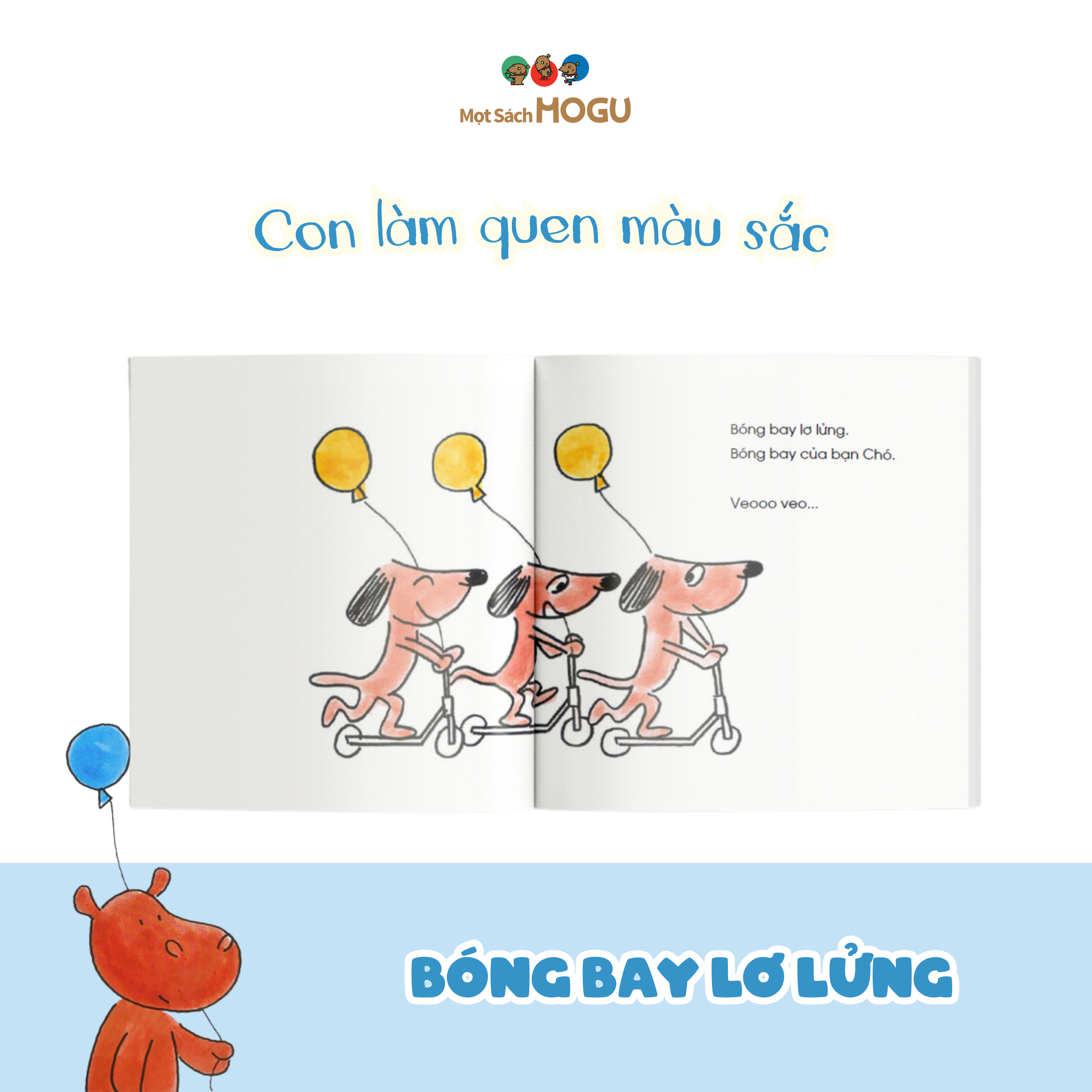 Sách cho bé 0-3 tuổi - Học con vật, đếm số Bóng bay lơ lửng (Truyện tranh Ehon Nhật Bản)