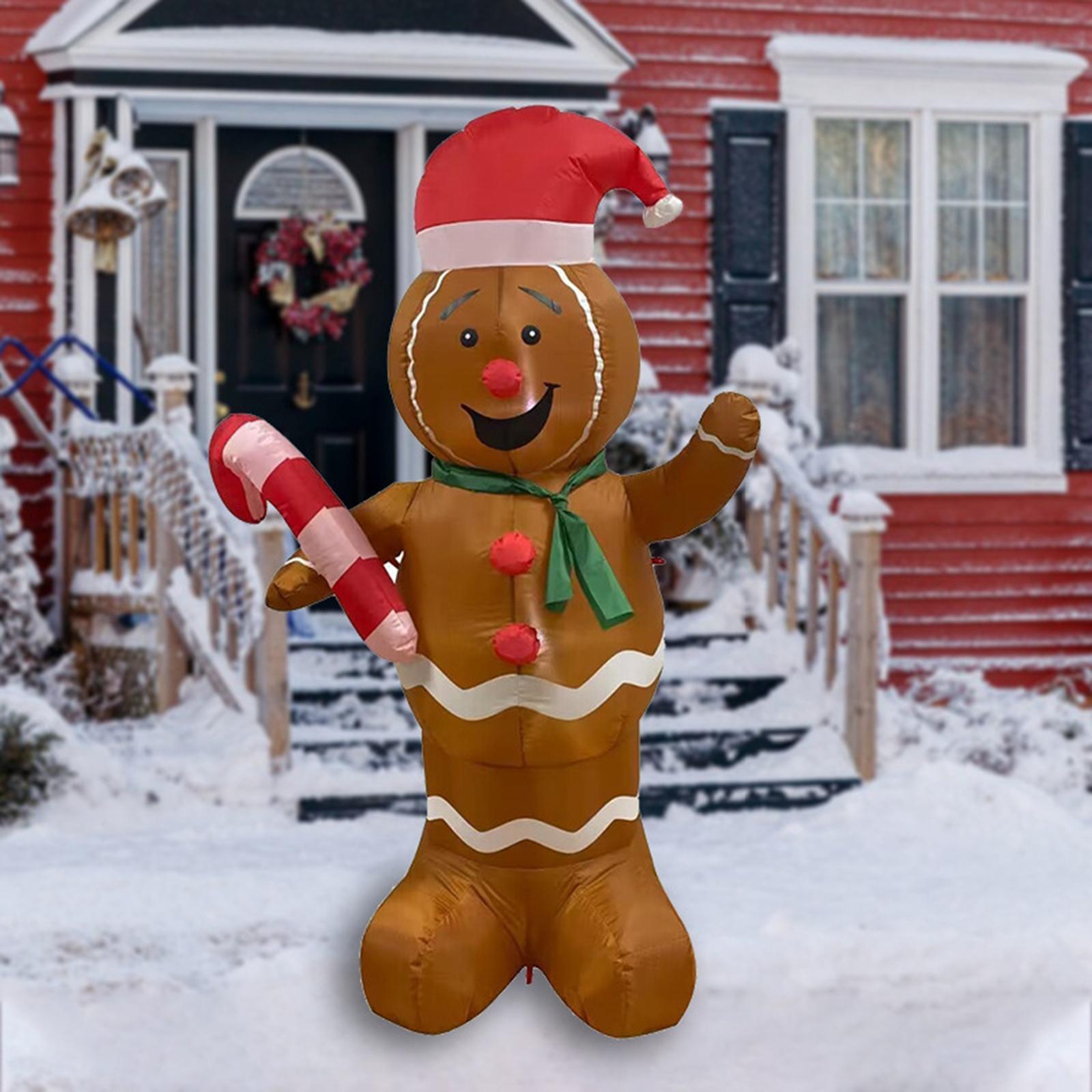 5ft Festive Decoration Gingerbread Man with LED Lights Reusable ,Adorable Inflatable for Yard Indoor Party Decoration Outdoor Decorations