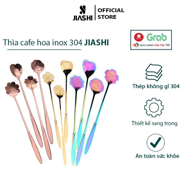 Thìa cafe inox 304 cao cấp 3 màu sang trọng hoa văn siêu đẹp trang trí bàn ăn, decor TCM02