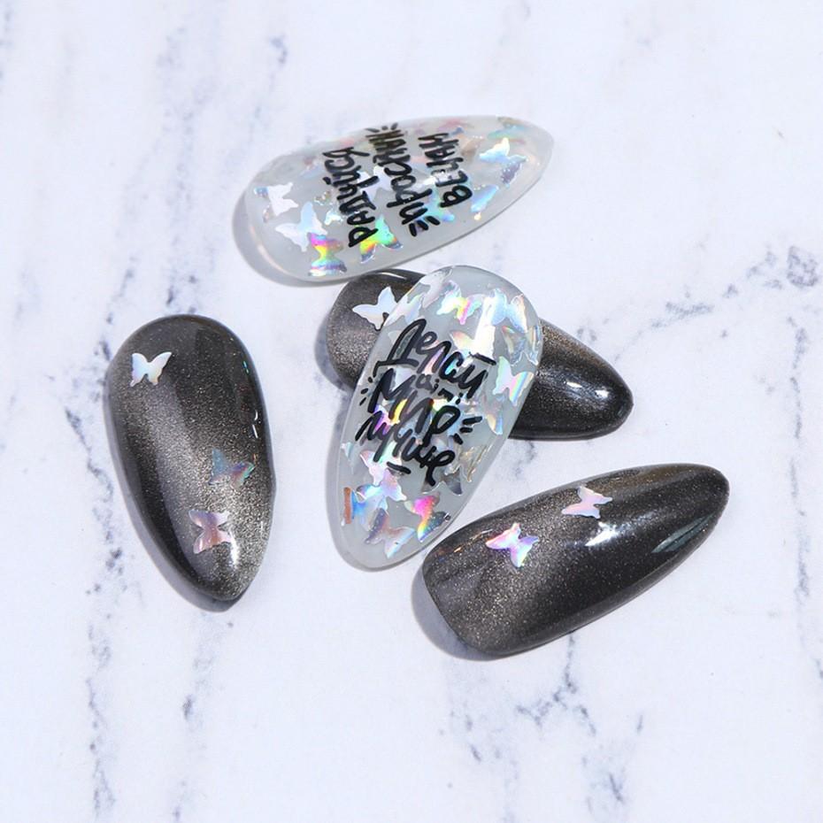 Hủ Bướm Hologram Đính Móng | Vàng Bạc Trắng Đen