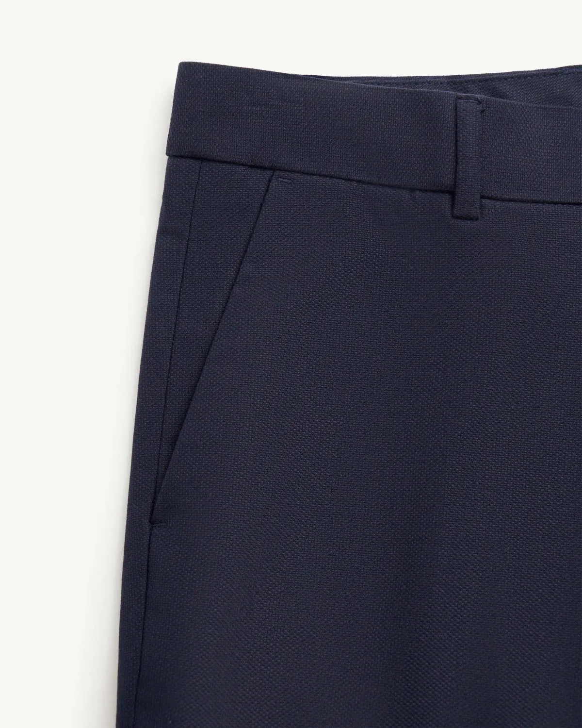 Quần Tây Nam Dài Ủi Ly Trước vải dệt dobby Màu xanh Navy Form Slim Cropped - ROUTINE 10F25PFO015