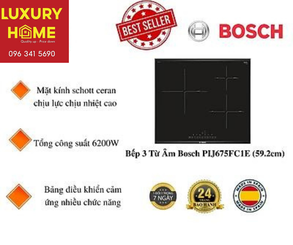 Bếp 3 Từ Âm Bosch PIJ675FC1E (59.2cm) - Hàng Chính Hãng