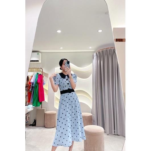 LIIN - Váy cổ phối hoạ tiết chấm bi