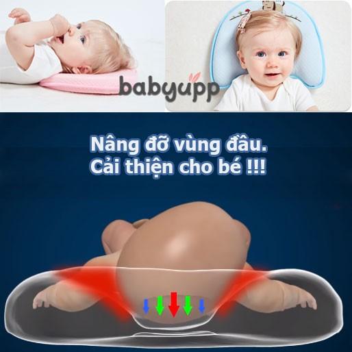 Gối cao su non 3D chống bẹp đầu thêu họa tiết cho bé rất êm